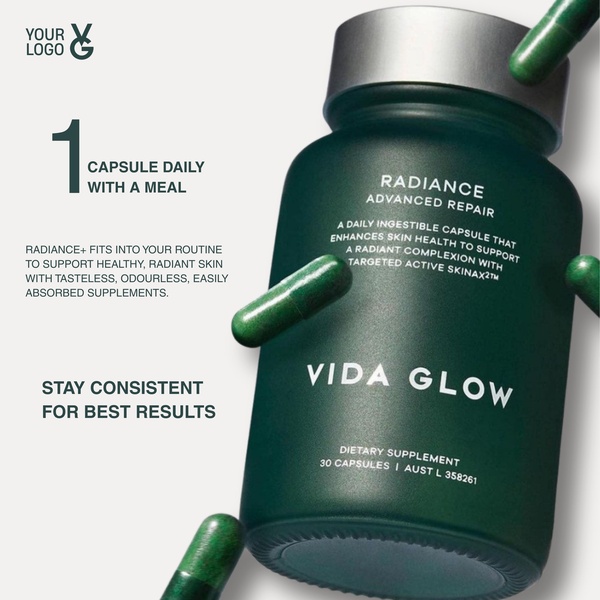 A high-contrast, professional product shot of a dietary supplement bottle surrounded by capsules, emphasizing a simple daily habit.